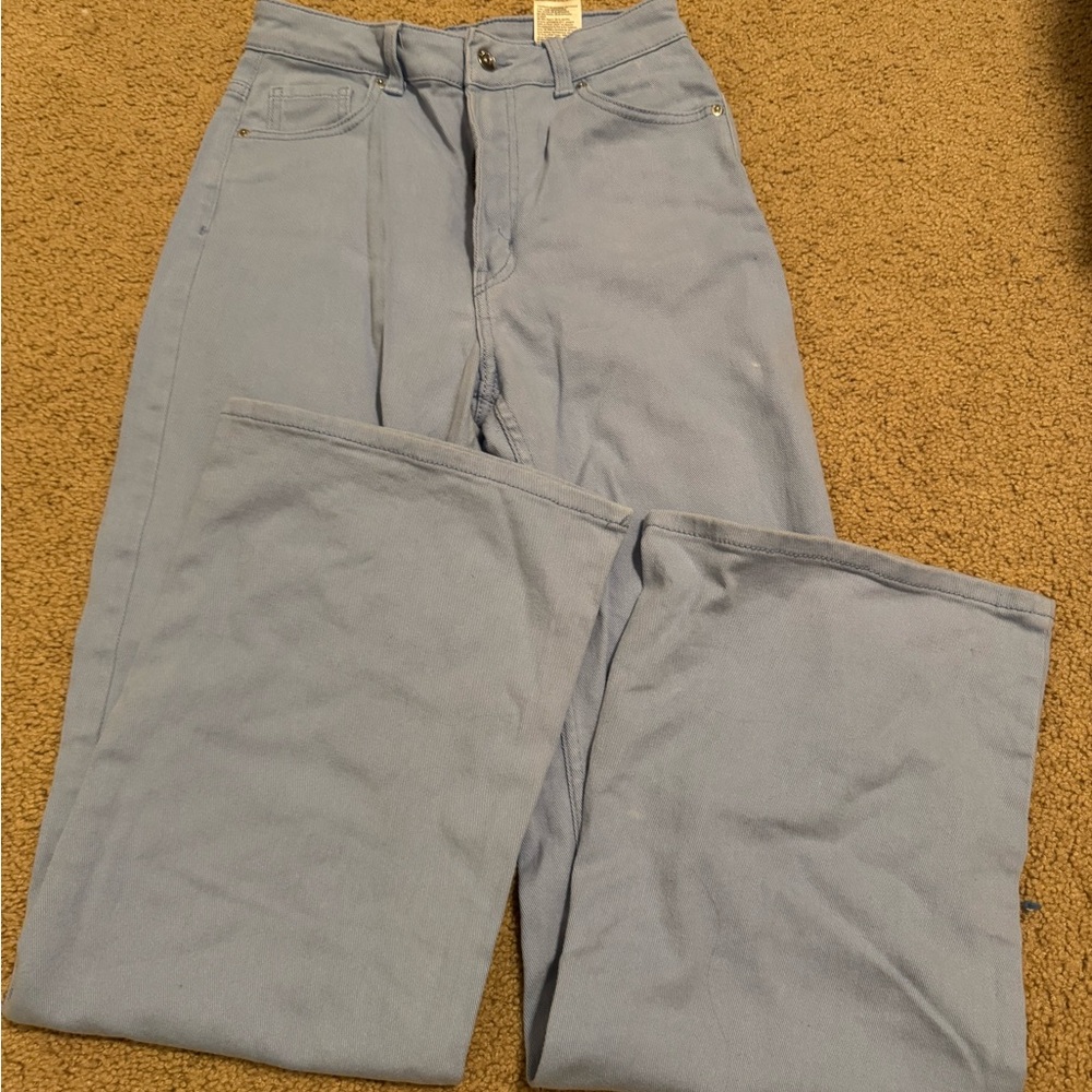 H&M Divided Baby Blue High-Waisted Wide Leg Jeans